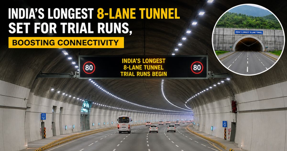 India’s Longest 8-Lane Tunnel Set for Trial Runs, Boosting Connectivity