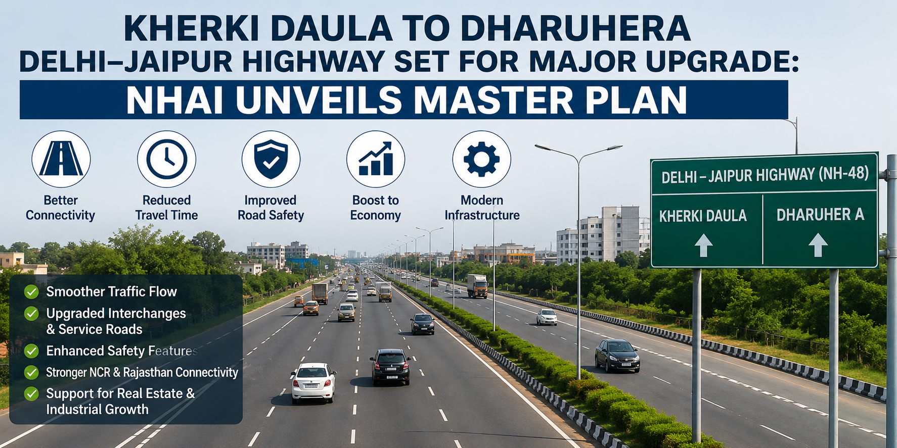 Kherki Daula to Dharuhera Delhi–Jaipur Highway Set for Major Upgrade: NHAI Unveils Master Plan.