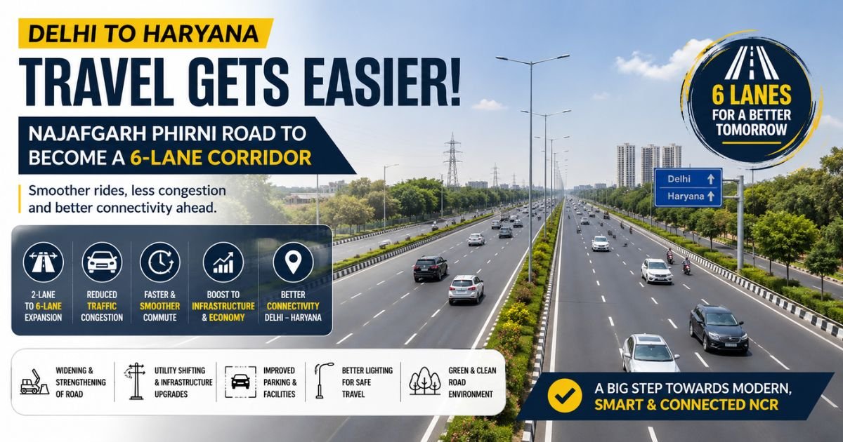 Delhi to Haryana Travel Gets Easier with 6-Lane Najafgarh Phirni Road